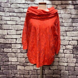 Simonton Says Orange Cowl Neck Long Sleeve Blouse Size 1X